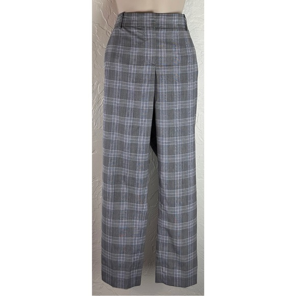 Theory Women’s Wool Blend Straight Leg Plaid Pants Gray/Blue Lightweight, size 4 - Picture 9 of 9